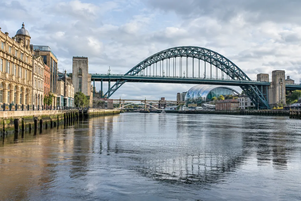 The Tyne Bridge above the riverside buildings of Newcastle and Gateshead